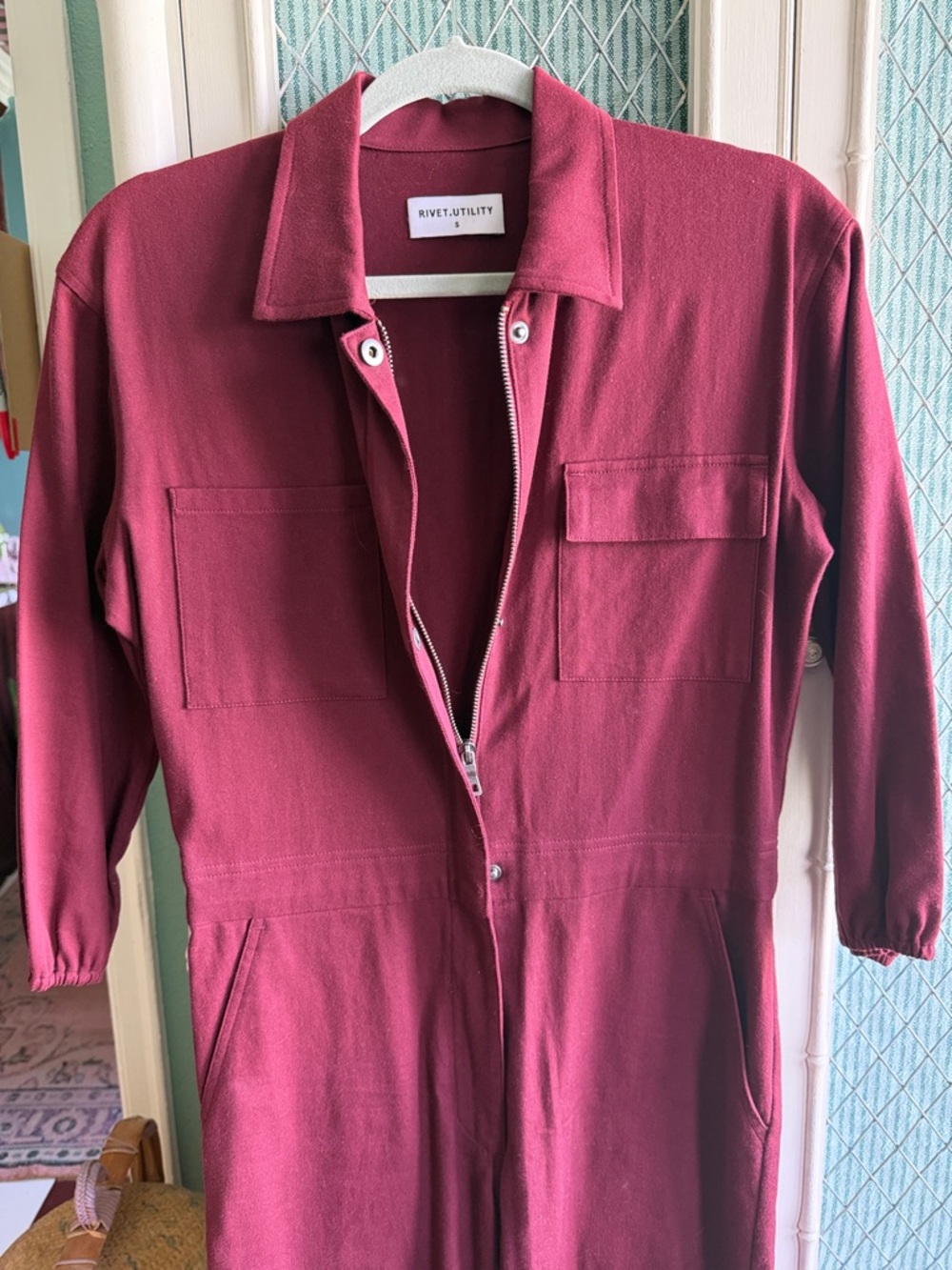 Wine Burgundy jumpsuit - Picture 3 of 9
